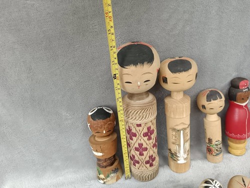 Wooden Japanese Antique Lot Of 13 Kokeshi Doll Size 100-350 mm. - Picture 6 of 21