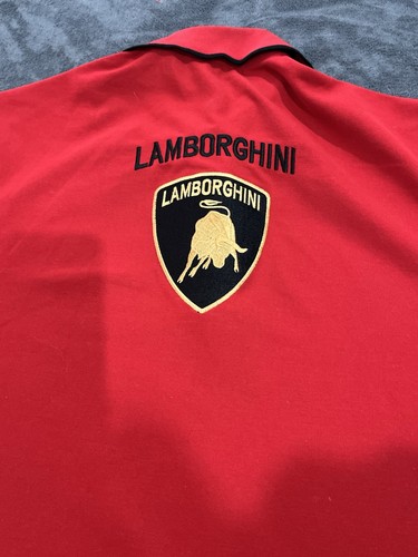 Lamborghini Logo Patch Polo Shirt Red Size XL #013A