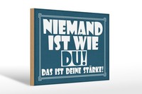Holzschild Spruch 20X30 Cm Niemand Ist Wie Du. Das Ist Deine StäRke Deko Schild