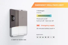 25Watt Outdoor Emergency Wall Pack Light With 90Min Emergency Battery Back-Up