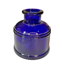 Antique Cobalt Blue Ink Bottle Japan 3"