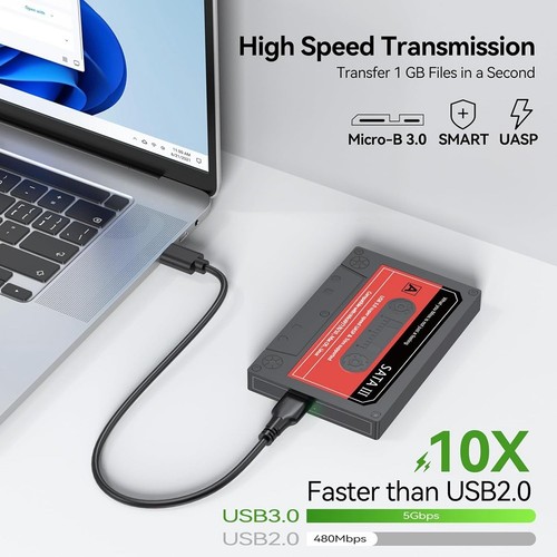 3X (boîtier SSD, boîtier de disque dur 2,5 pouces adaptateur SATA vers USB3.07456 - Photo 2/8
