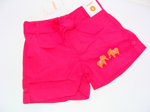 Gymboree BATIK SUMMER Elephant Girls Size 4 Hot Pink Adjustable Waist Shorts NEW - Picture 1 of 4