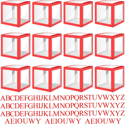 12 Pcs Transparent Balloon Boxes Clear Balloon Boxes with 99 Letters for Baby Sh - Picture 11 of 12
