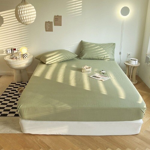 1 pcsModern Style Solid Color Fitted Sheet Mattress Cover Elastic Band Bed Sheet - Picture 5 of 35