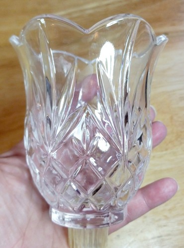 VTG 2pc Lead Cut Crystal Candle Sconce Peg Votive Holders Glass Shades EUC - Picture 2 of 5