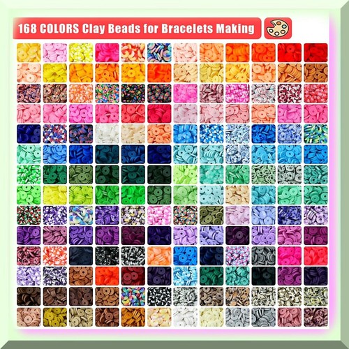 DIY Bracelet Making Kit - 21200 Pcs Clay Beads in 168 Colors - Polymer Clay Heis - Bild 3 von 7