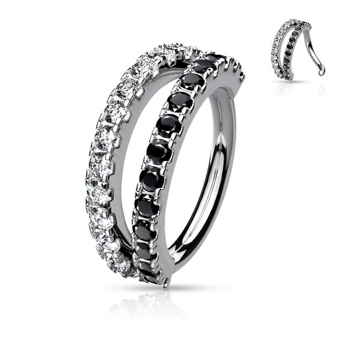Double Lined Micro CZ Hoop Nose Ear Lip Cartilage Helix Daith Rook Tragus Rings - Picture 10 of 13