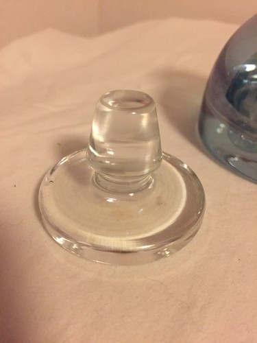 Krosno Poland Cologne Perfume Bottle With Stopper Blue Iridescent Finish - Picture 5 of 6