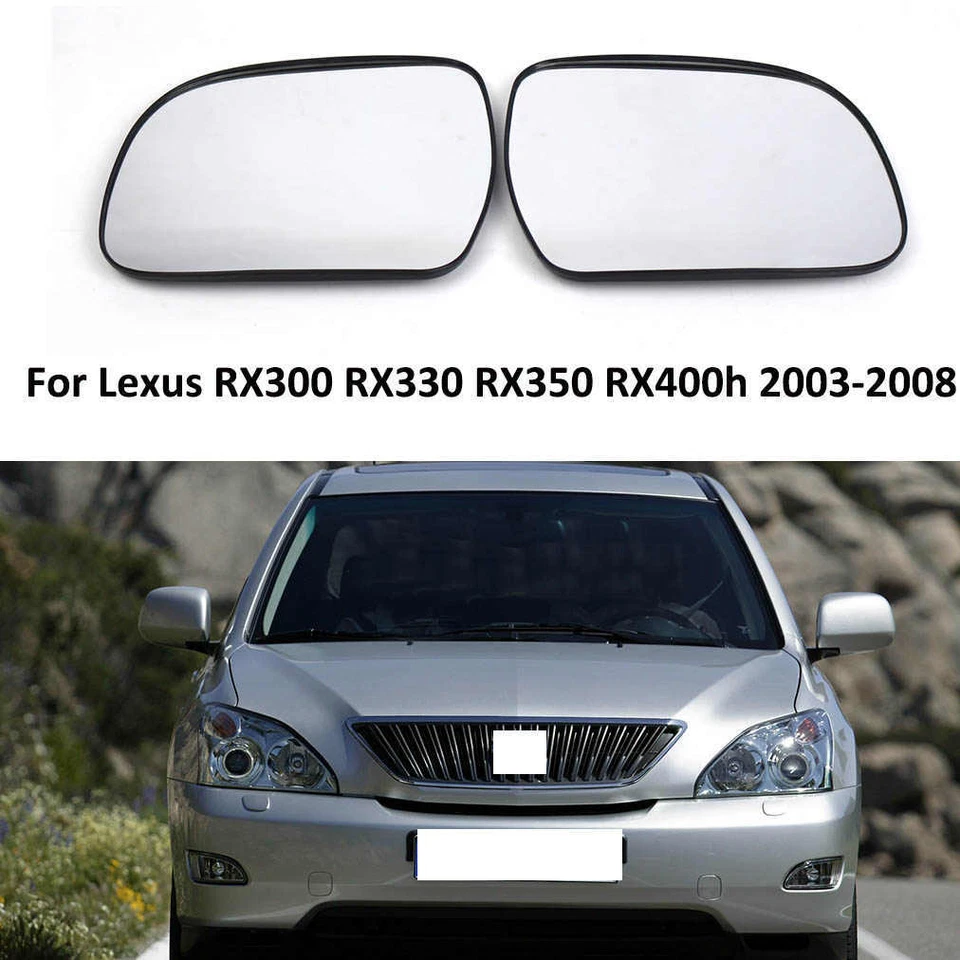 Wing Door Mirror Glass with Heated Fits LEXUS RX330 RX350 RX400h 2003-2008 Pair - Imagem 2 de 4