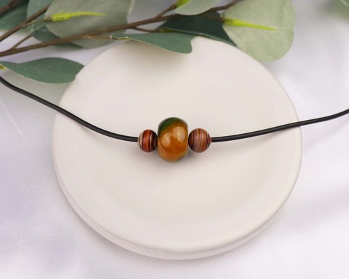 Natürliche Achat Perlen Halskette, Edelstein Halsreif, Leder Sommer Halsreif für Damen - Bild 2 von 5