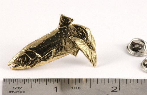 Pewter Coho Salmon Fish Leaping Lapel Pin or Refrigerator Magnet, F048 - Picture 7 of 9