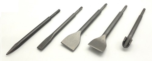 SDS plus Meißel SET 5-tlg.: Spitz- / Flach- / Kanal- / Spat- / Spat gebogen SDS+ - Bild 1 von 2