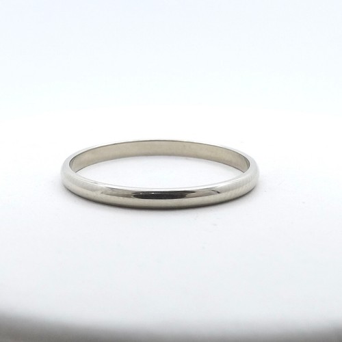14k White Gold Thin Plain Wedding Band Engagement Ring Safety Guard Thumb sz10 - Foto 1 di 3