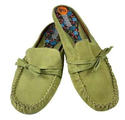 NWT Bongo Leather Loafers Y2K Womens Green Comfort Slip On