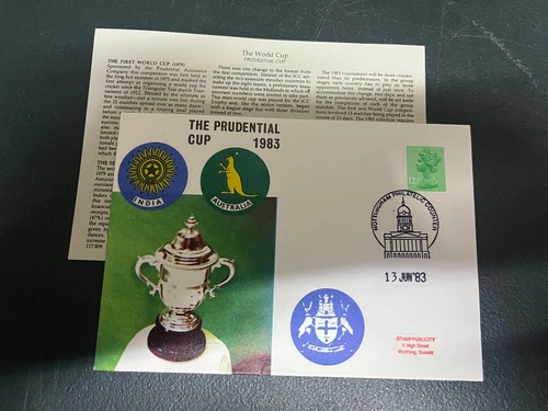 (288) UK - 1983 FDC - India v Australia Prudential Cup / Cricket