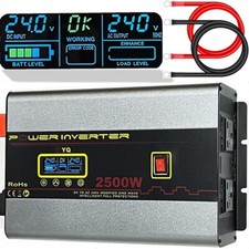 YQ Power Inverter DC24V to AC240V 2500W 5000W Peak Truck Lorry Converter USB LCD
