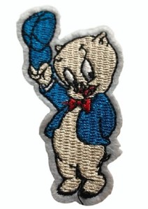 Official Looney Tunes Patch Porky Pig "That's All Forks!" Embroidered Iron On Official Looney Tunes Patch Porky Pig "That's All Forks!" Embroidered Iron On