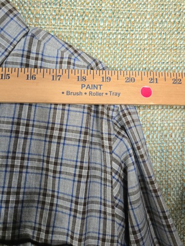 Foundry BIG & TALL Mens Long Sleeve Casual Button Shirt Sz LT Grey Plaid - Picture 3 of 9