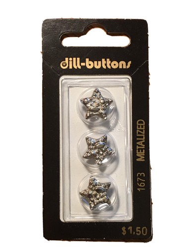 DILLKNÖPFE | Marke NOS | Metallized Silver Star #1673 9/16" 14mm | 3er Pack - Bild 2 von 4