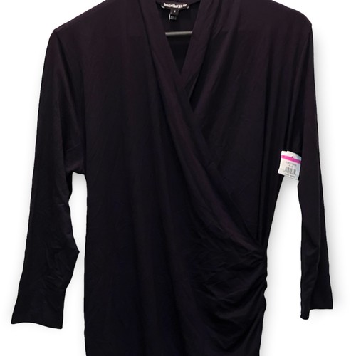 Isabella Oliver Maternity Sz 4 Long Sleeve V-Neck Ellis Side Ruched Dress Black - Picture 4 of 9