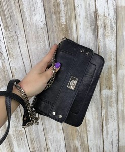 Cadena plata Turn negro de Crossbody Milly Bolso Iris Embrague cuero de Bolso Lock y8fAqg0aXZ