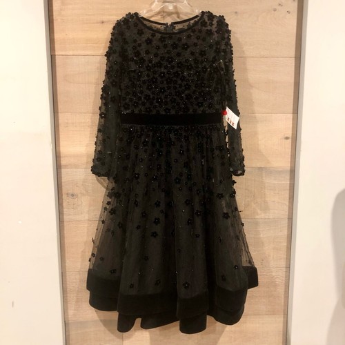 NEW Mac Duggal LS Velvet Embellished BLACK dress size 14 - Picture 3 of 14