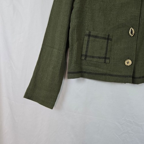 Positive Attitude Womens Olive Green Cropped Long Sleeve Jacket Medium Vintage - Picture 4 of 6
