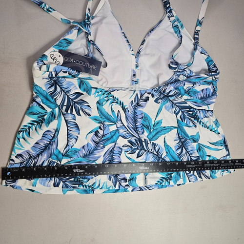 Aqua Couture Tankini Top Women's 2X Blue Tropical Criss Cross Straps Tie NWT - Picture 13 of 20