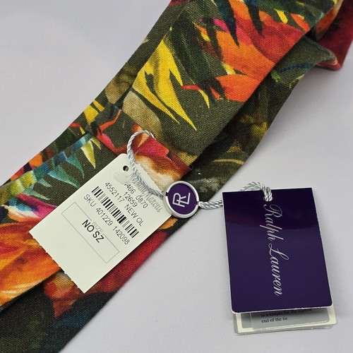 $235 Polo Ralph Lauren Purple Label 100% Linen Neck Tie Bold Tropical Hawaiian - Picture 13 of 18