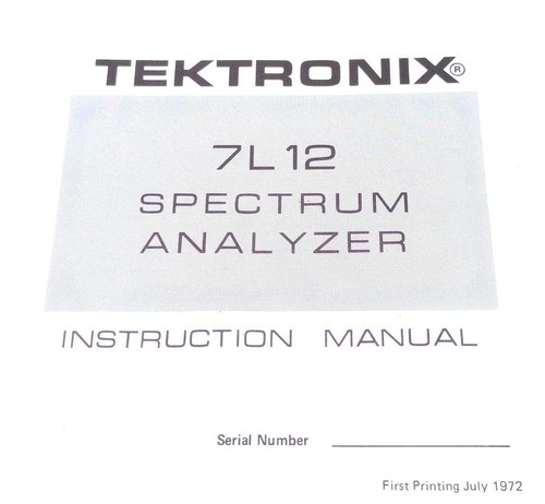Tektronix 7L12 Spectrum Analyzer Instruction Manual - Picture 2 of 3