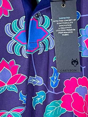 GREYSON New Large Performance Stretch Mountain Laurel Floral Polo Shirt Golf S/S - Picture 11 of 24