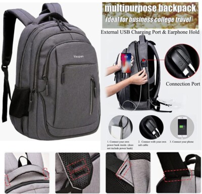 Travel Laptop Backpack School Bags Inch with USB Charging
