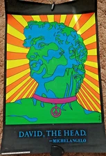 Vintage 1970 "DAVID" THE HEAD MICHELANGELO Pro Arts Blacklight Poster