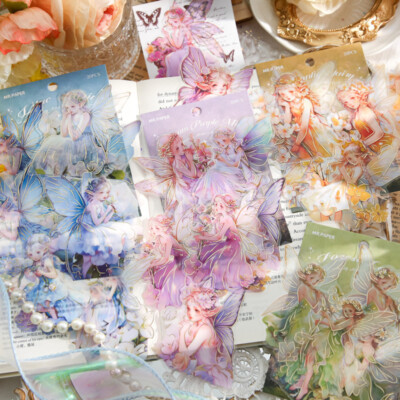 20pcs Elf Girls Transparent PET Stickers Fantasy Fairy Collage Journals Planner