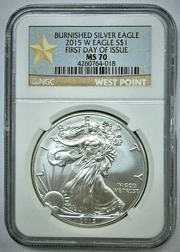 2015-W Burnished $1 American Silver Eagle NGC MS70 First Day of Issue WPS⭐018⭐