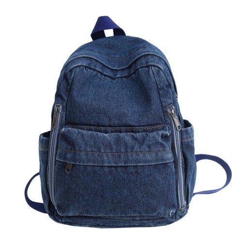 Japanischer gewaschener Denim Canvas Rucksack modisch und einfach Reiserucksack neu - Bild 3 von 9
