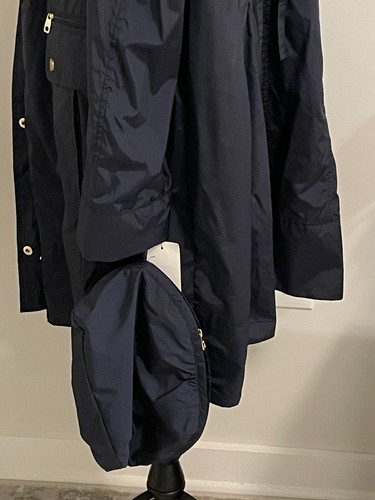 Cole Haan Navy Women Travel Packable Hooded Rain Coat w Pouch Back Bow NWT 2X - Picture 11 of 22