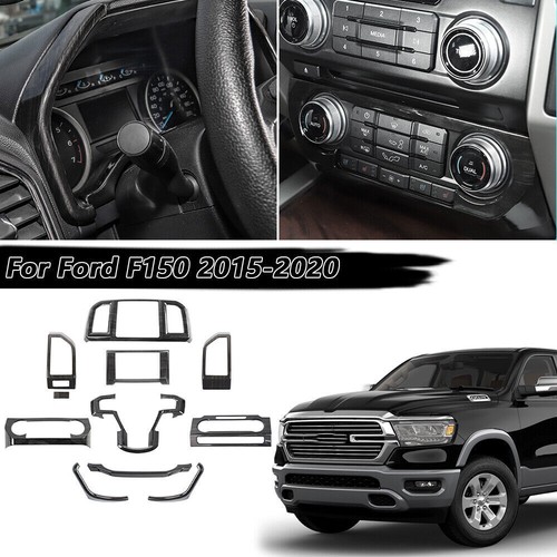 Black Wood Grain Interior Decor Cover Trim Accessories For Ford F-150 2015-2020 - Picture 3 of 9