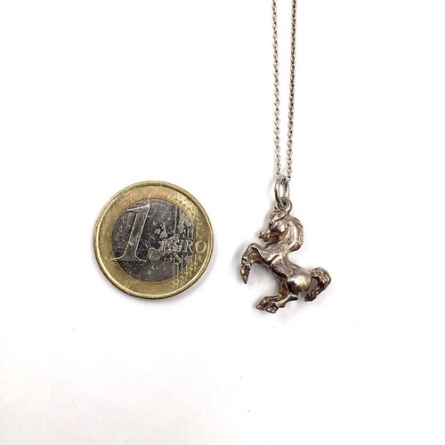 38.5cm Kette mit Pferd Anhänger 925 Silber Schmuck steigender Hengst Halskette - Bild 7 von 9