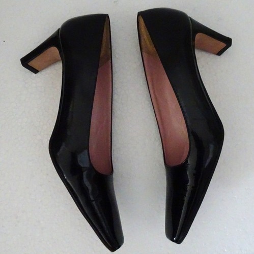 Amalfi Womens 7.5 AA Designer All Leather Heel Pump Shoes, Black Made In Italy - Picture 5 of 9