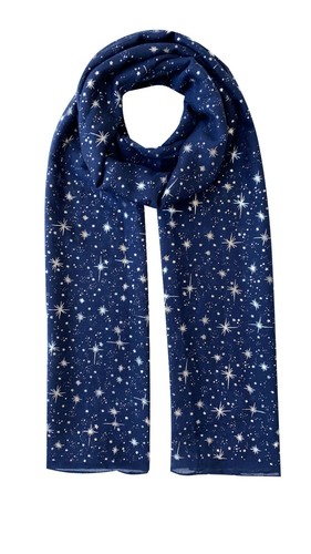 New Women's Scarves Ladies glitter Scarf Metallic foil Print Star Print Shawl - Picture 2 of 19