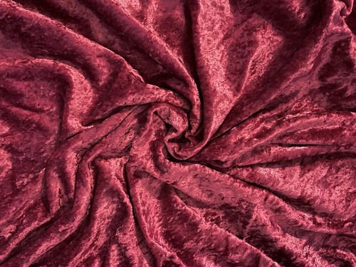 Stretch CRUSH PANNE VELVET Sewing Fabric 1.833 Yds (66") x 58" WINE Solid - Picture 3 of 3