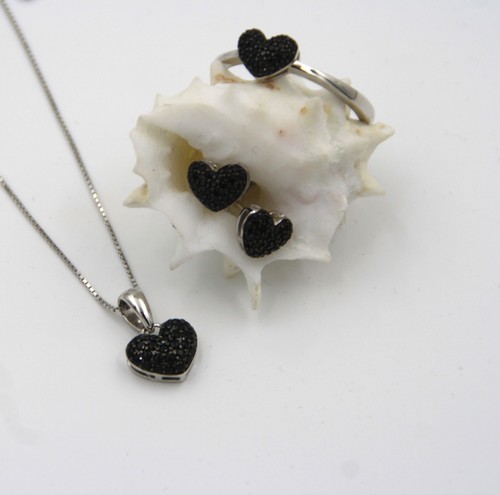 Anhänger kleines Herz mit schwarzen Spinell Steine Box  Kette Silber925 Geschenk - Bild 7 von 7