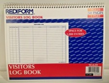 Rediform Visitors Log Book 50 Pages 1-Part Wire Bound White 11" x 8.5" 9G620 NEW
