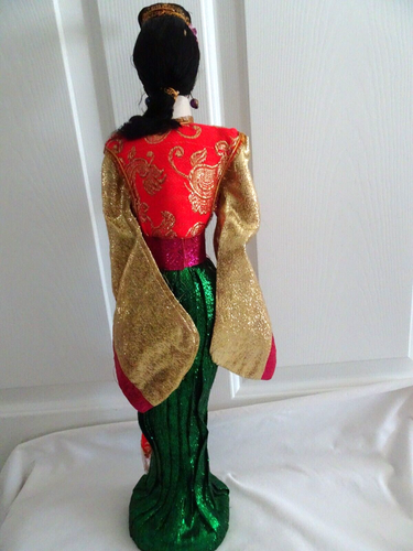 Figura de geisha asiática vintage de 23" muñeca kimono japonesa - Imagen 5 de 12