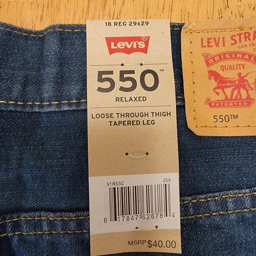 Levis 550 Jeans Boys 16 Regular 29x29 MEASURED SIZE Relaxed Fit Blue NEW $40 - Picture 7 of 18