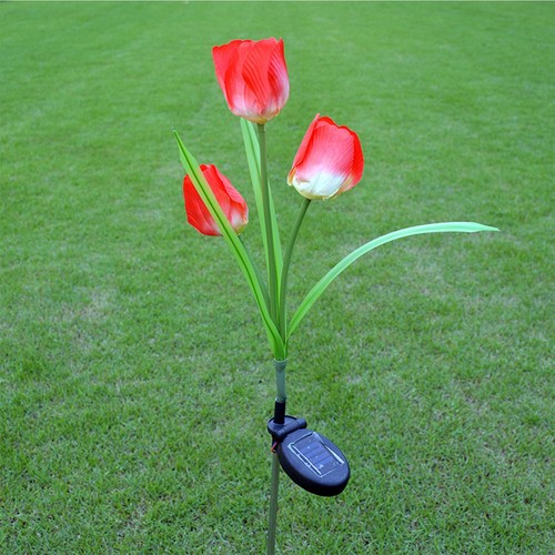 Outdoor Solar Tulip Flower LED Stake Light 3 Branches Easy Installation Solar - Picture 12 of 12