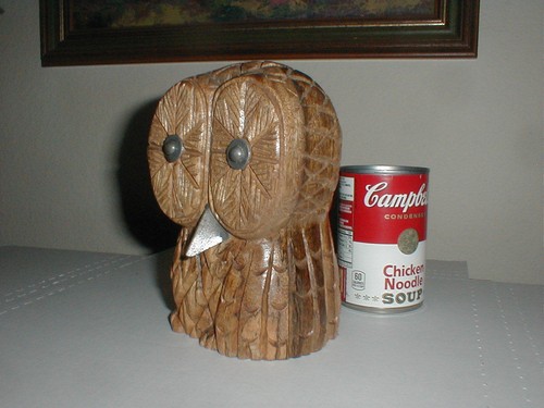 Wood Carved 6" Owl Carving MODERN Folk Art Bird Figure METAL NOSE EYES Target - 第 2/12 張圖片