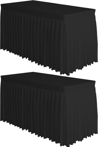 14ft Heavyweight Polyester Table Skirt - 2 Pack for Seamless Table Decor - Picture 3 of 8